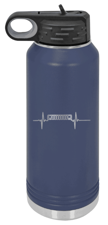 XJ Heartbeat - 32oz Water Bottle Laser Engraved- Navy