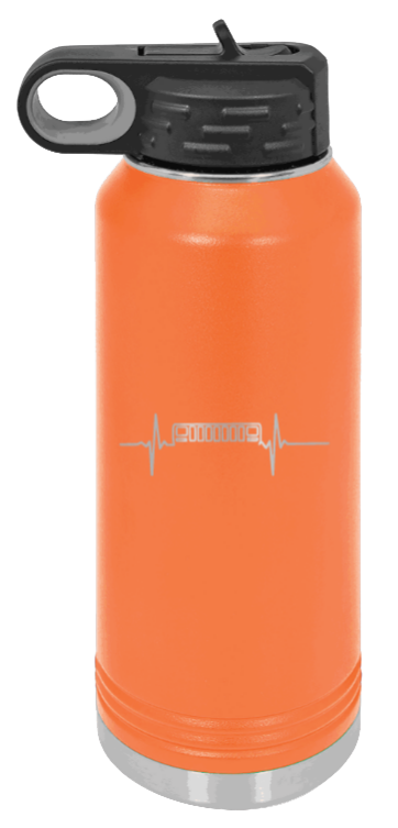 XJ Heartbeat - 32oz Water Bottle Laser Engraved- Orange