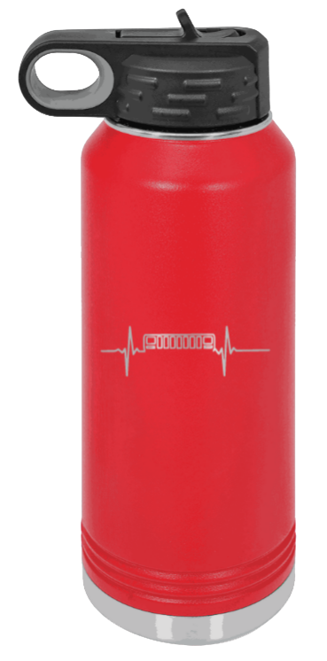 XJ Heartbeat - 32oz Water Bottle Laser Engraved- Red