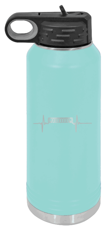 XJ Heartbeat - 32oz Water Bottle Laser Engraved- Teal