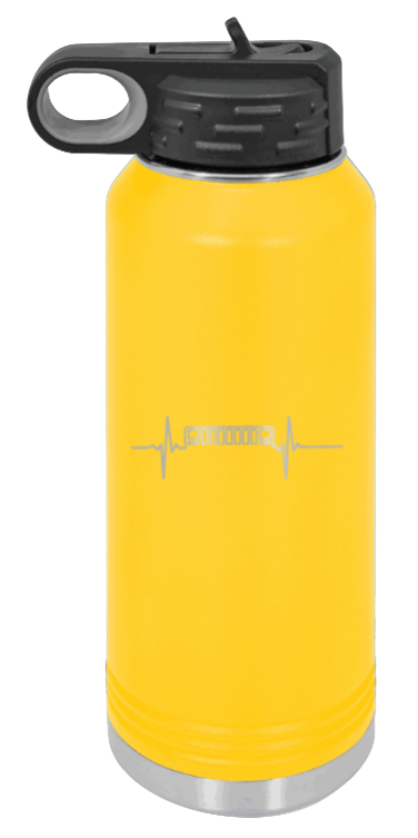 XJ Heartbeat - 32oz Water Bottle Laser Engraved- Yellow