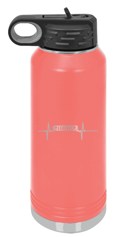 ZJ Heartbeat - 32oz Water Bottle Laser Engraved- Coral