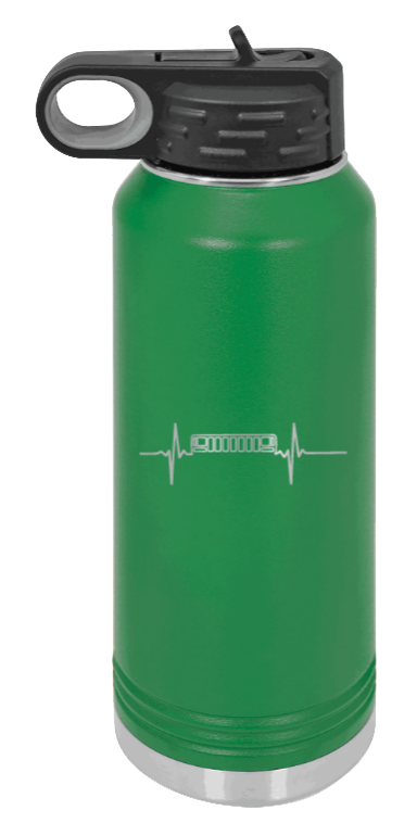 ZJ Heartbeat - 32oz Water Bottle Laser Engraved- Green