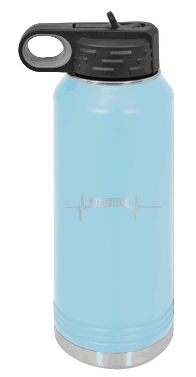 ZJ Heartbeat - 32oz Water Bottle Laser Engraved- Light Blue