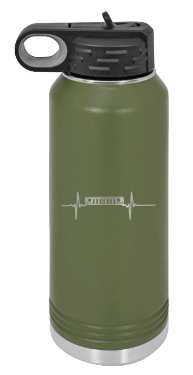 ZJ Heartbeat - 32oz Water Bottle Laser Engraved- Olive