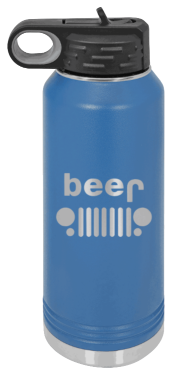 Beer Jeep - 32oz Water Bottle Laser Engraved- Royal Blue