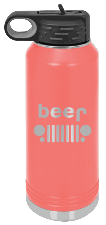 Beer Jeep - 32oz Water Bottle Laser Engraved- Coral