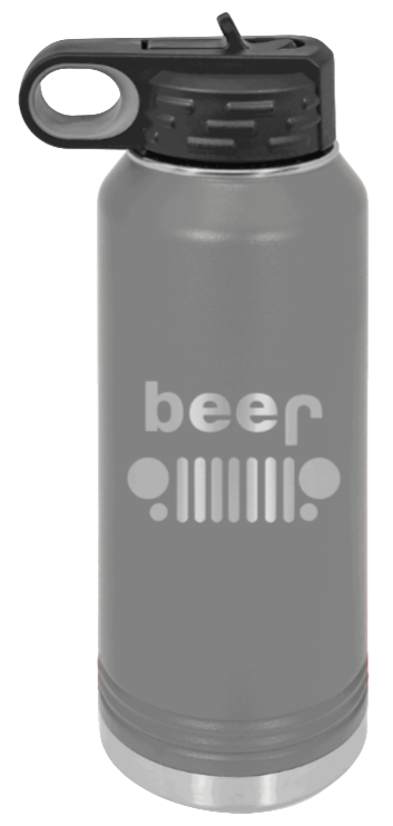 Beer Jeep - 32oz Water Bottle Laser Engraved- Dark Grey