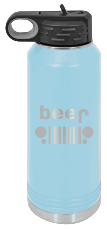 Beer Jeep - 32oz Water Bottle Laser Engraved- Light Blue