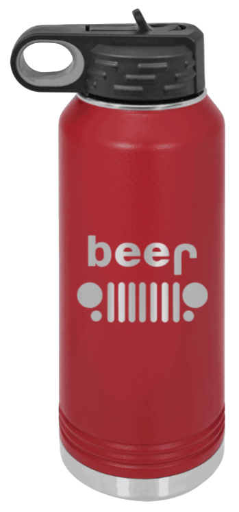Beer Jeep - 32oz Water Bottle Laser Engraved- Maroon