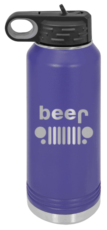 Beer Jeep - 32oz Water Bottle Laser Engraved- Purple