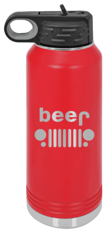 Beer Jeep - 32oz Water Bottle Laser Engraved- Red