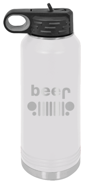 Beer Jeep - 32oz Water Bottle Laser Engraved- White