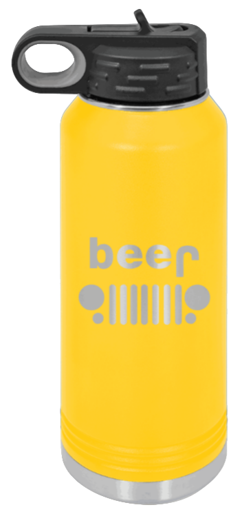 Beer Jeep - 32oz Water Bottle Laser Engraved- Yellow