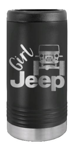 Girl Jeep CJ Laser Engraved Slim Can Insulated Koosie