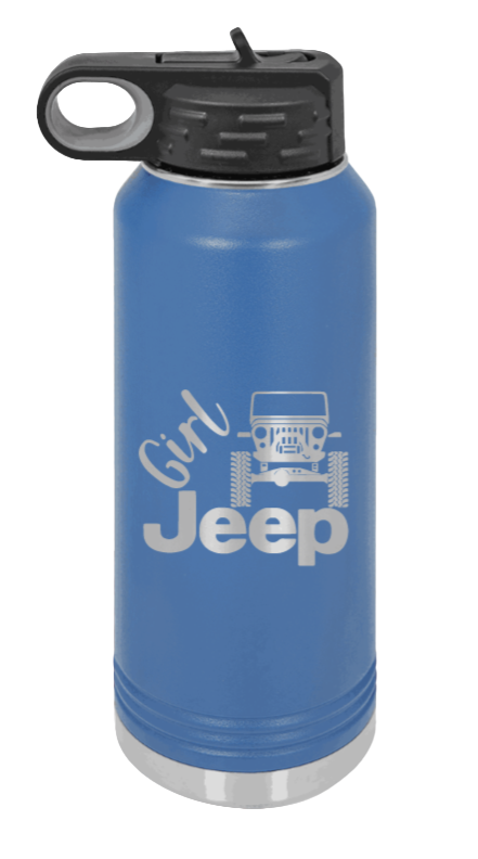 Girl Jeep CJ - 32oz Water Bottle Laser Engraved- Royal Blue