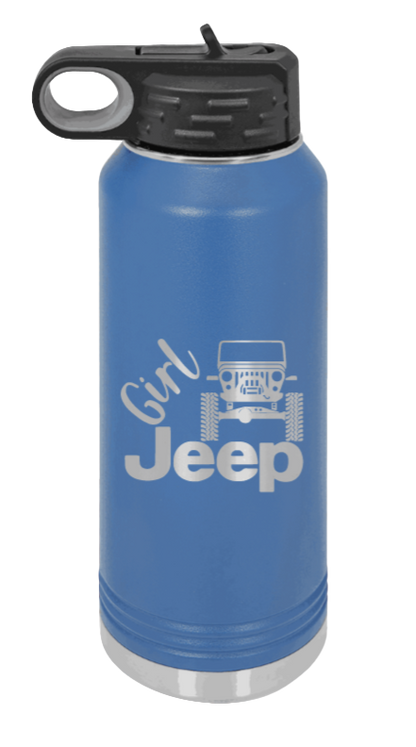 Girl Jeep CJ - 32oz Water Bottle Laser Engraved- Royal Blue