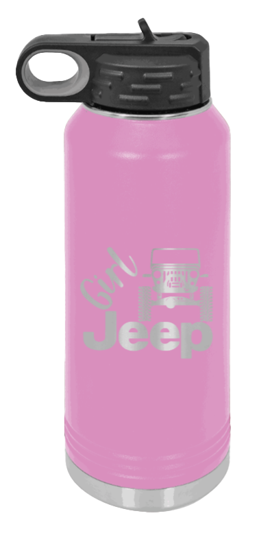 Girl Jeep CJ - 32oz Water Bottle Laser Engraved- Light Purple