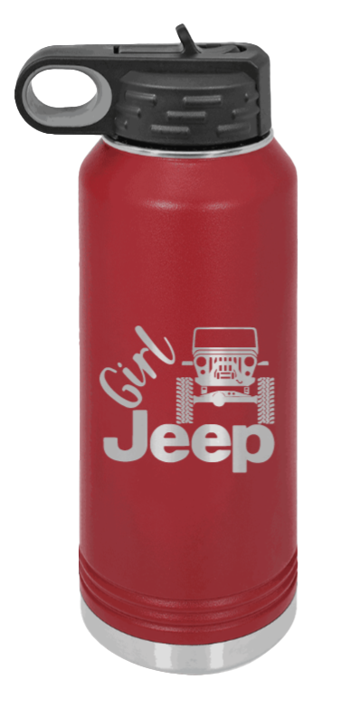 Girl Jeep CJ - 32oz Water Bottle Laser Engraved- Maroon