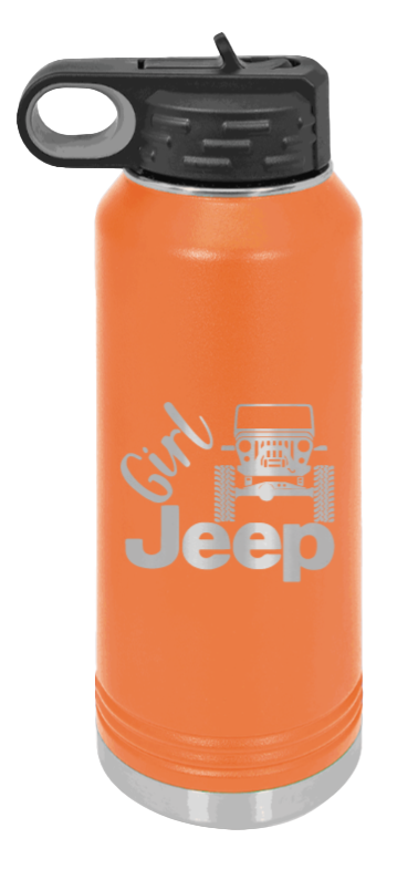 Girl Jeep CJ - 32oz Water Bottle Laser Engraved- Orange