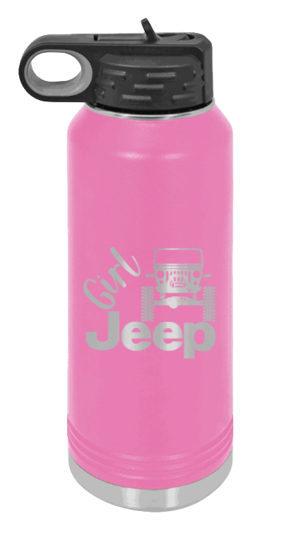 Girl Jeep CJ - 32oz Water Bottle Laser Engraved- Pink