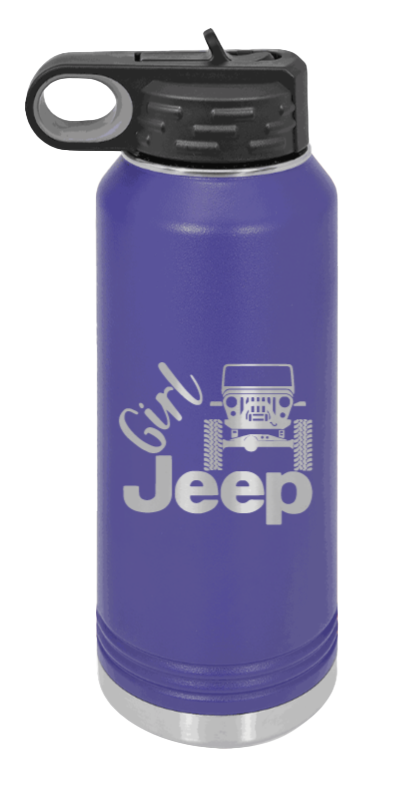 Girl Jeep CJ - 32oz Water Bottle Laser Engraved- Purple