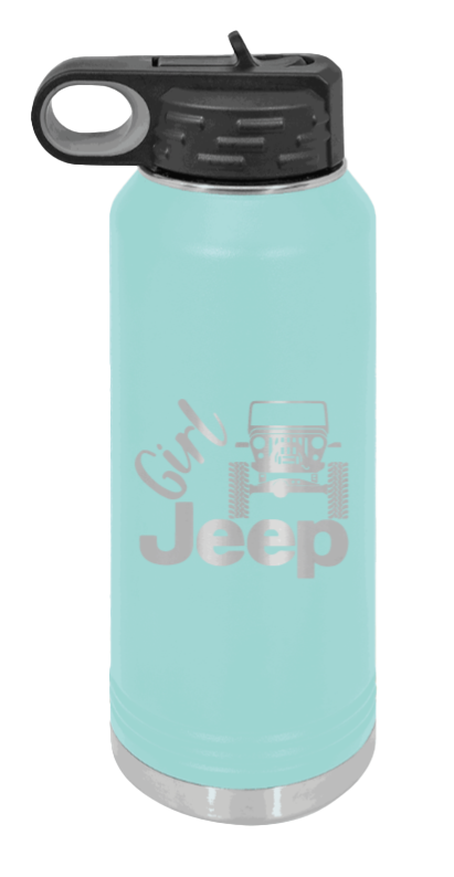 Girl Jeep CJ - 32oz Water Bottle Laser Engraved- Teal