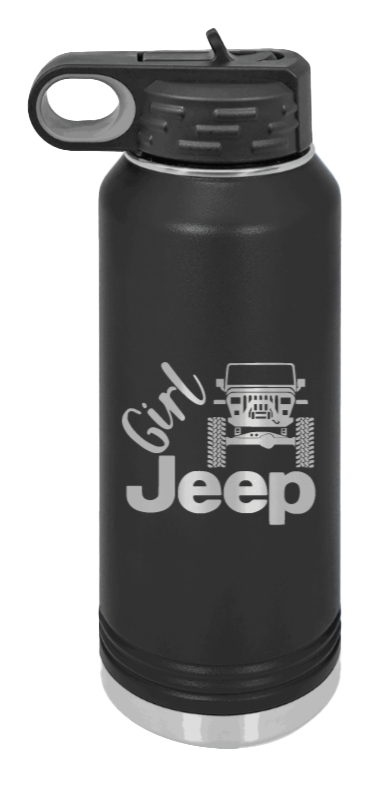 Girl Jeep YJ - 32oz Water Bottle Laser Engraved- Black