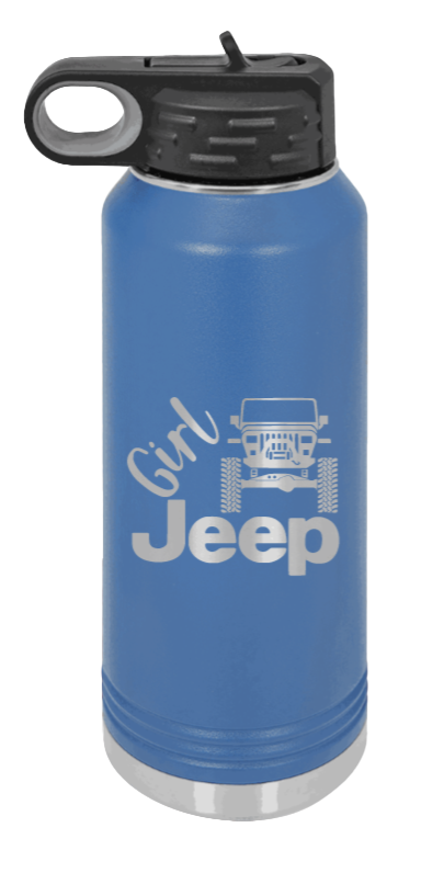 Girl Jeep YJ - 32oz Water Bottle Laser Engraved- Royal Blue