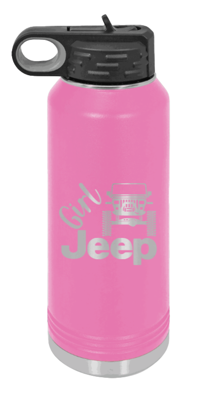 Girl Jeep YJ - 32oz Water Bottle Laser Engraved- Pink