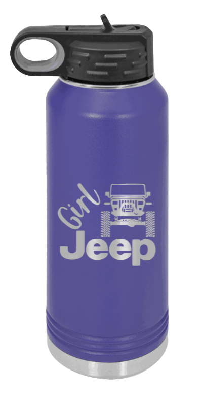 Girl Jeep YJ - 32oz Water Bottle Laser Engraved- Purple