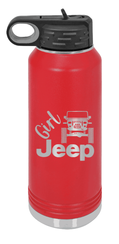 Girl Jeep YJ - 32oz Water Bottle Laser Engraved- Red