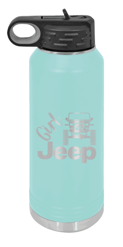 Girl Jeep YJ - 32oz Water Bottle Laser Engraved- Teal