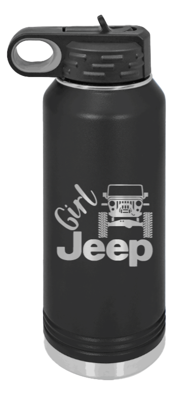 Girl Jeep TJ - 32oz Water Bottle Laser Engraved- Black
