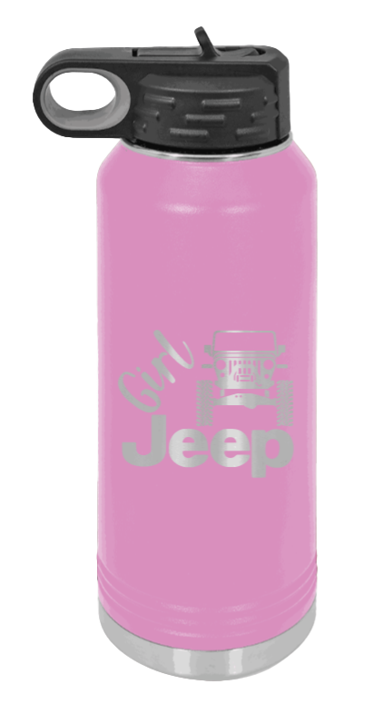 Girl Jeep TJ - 32oz Water Bottle Laser Engraved- Light Purple