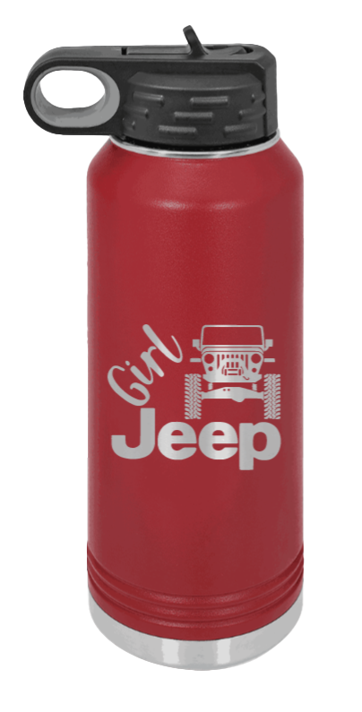 Girl Jeep TJ - 32oz Water Bottle Laser Engraved- Maroon