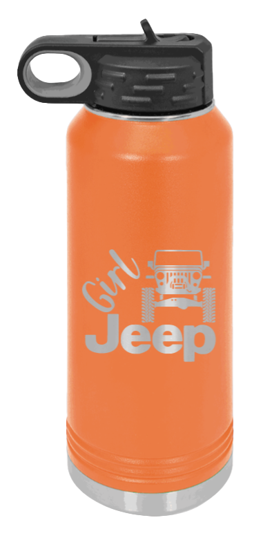 Girl Jeep TJ - 32oz Water Bottle Laser Engraved- Orange