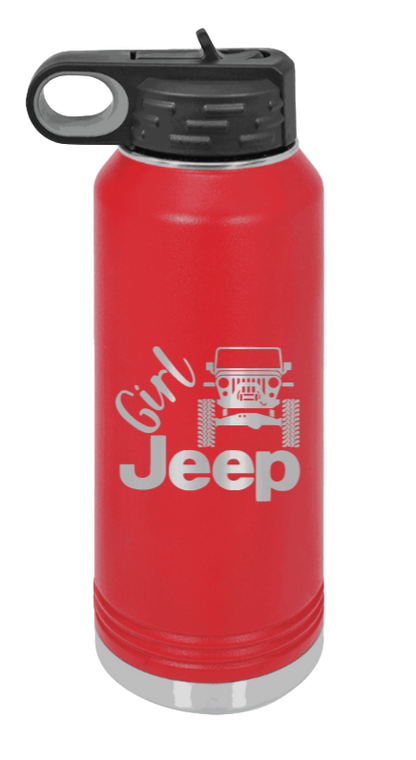 Girl Jeep TJ - 32oz Water Bottle Laser Engraved- Red