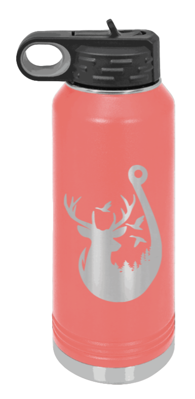Ducks and Bucks - 32oz Water Bottle- Coral