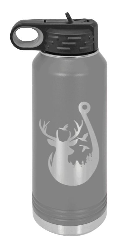 Ducks and Bucks - 32oz Water Bottle- Dark Grey