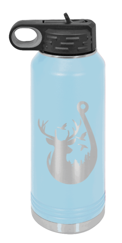 Ducks and Bucks - 32oz Water Bottle- Light Blue