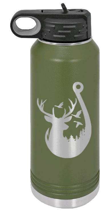 Ducks and Bucks - 32oz Water Bottle- Olive