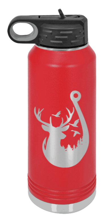 Ducks and Bucks - 32oz Water Bottle- Red