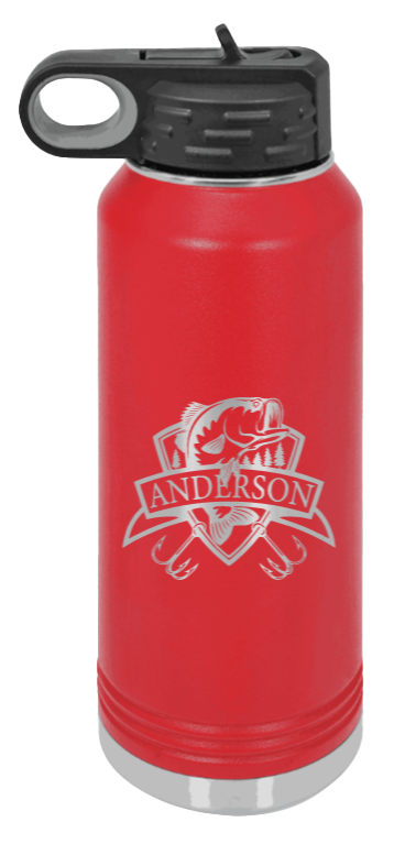 Bass Banner - 32oz Water Bottle- Red