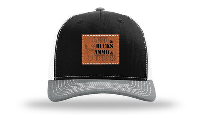 Camo and Bucks Leather Patch Richardson 112 Hat