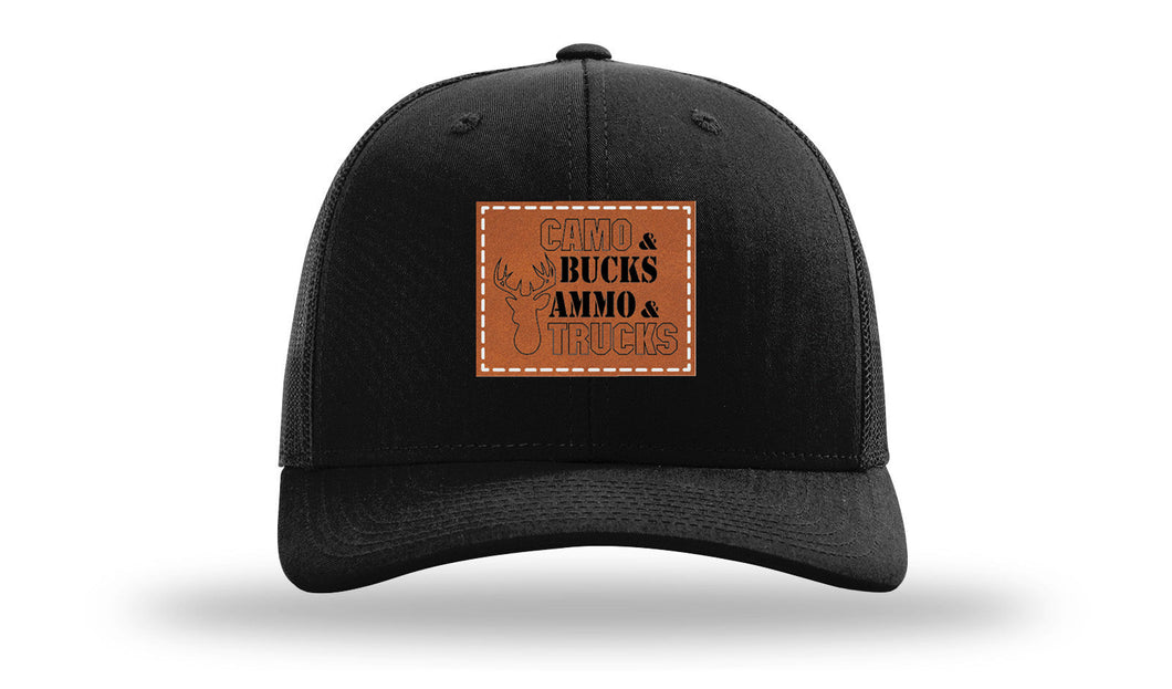 Camo and Bucks Leather Patch Richardson 112 Hat