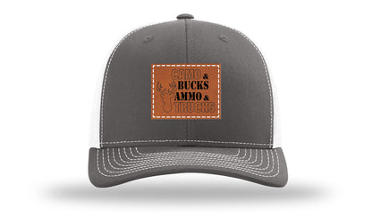 Camo and Bucks Leather Patch Richardson 112 Hat
