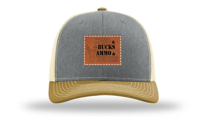 Camo and Bucks Leather Patch Richardson 112 Hat
