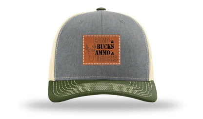 Camo and Bucks Leather Patch Richardson 112 Hat