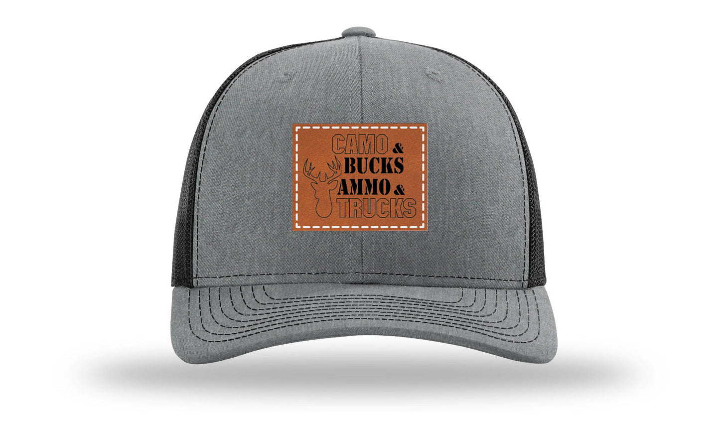 Camo and Bucks Leather Patch Richardson 112 Hat